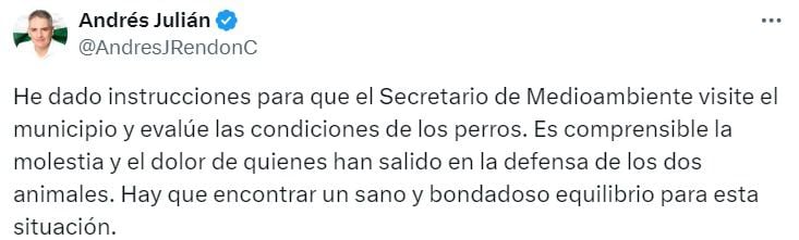 Así lo solicitó el gobernador de Antioquia, Andrés Julián Rendón - crédito captura de pantalla X