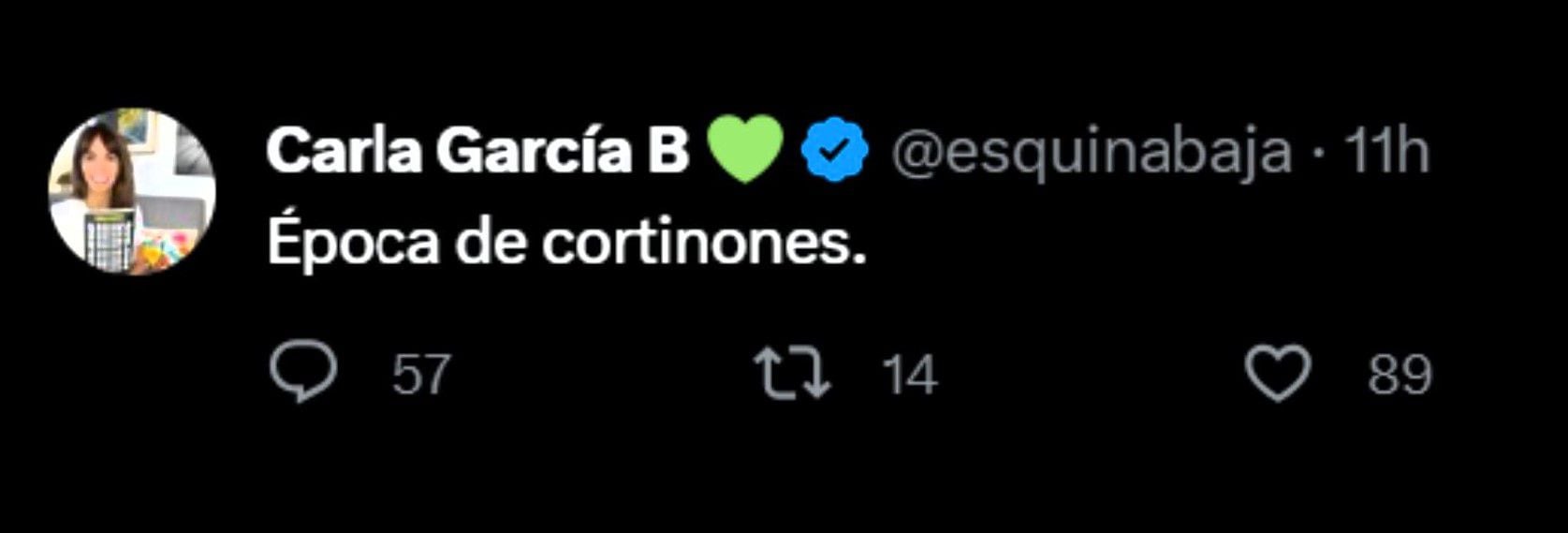 Carla García se pronunció tras las declaraciones de Shirley Cherres. Twitter/@esquinabaja