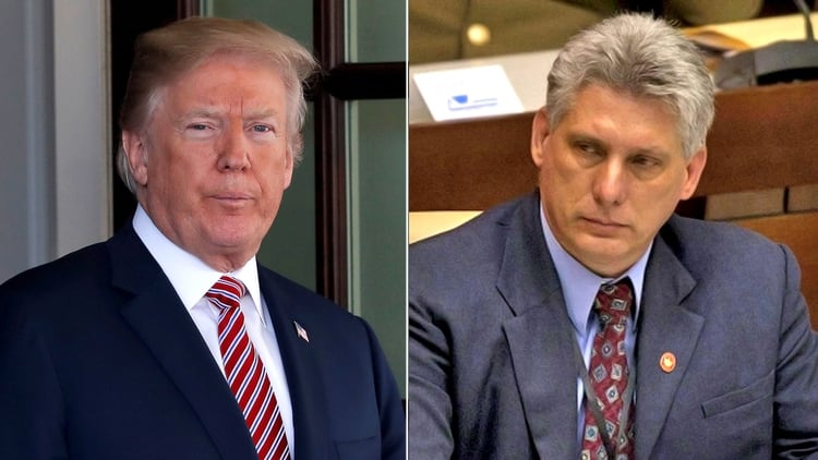 Donald Trump y Miguel Díaz-Canel, presidente cubano