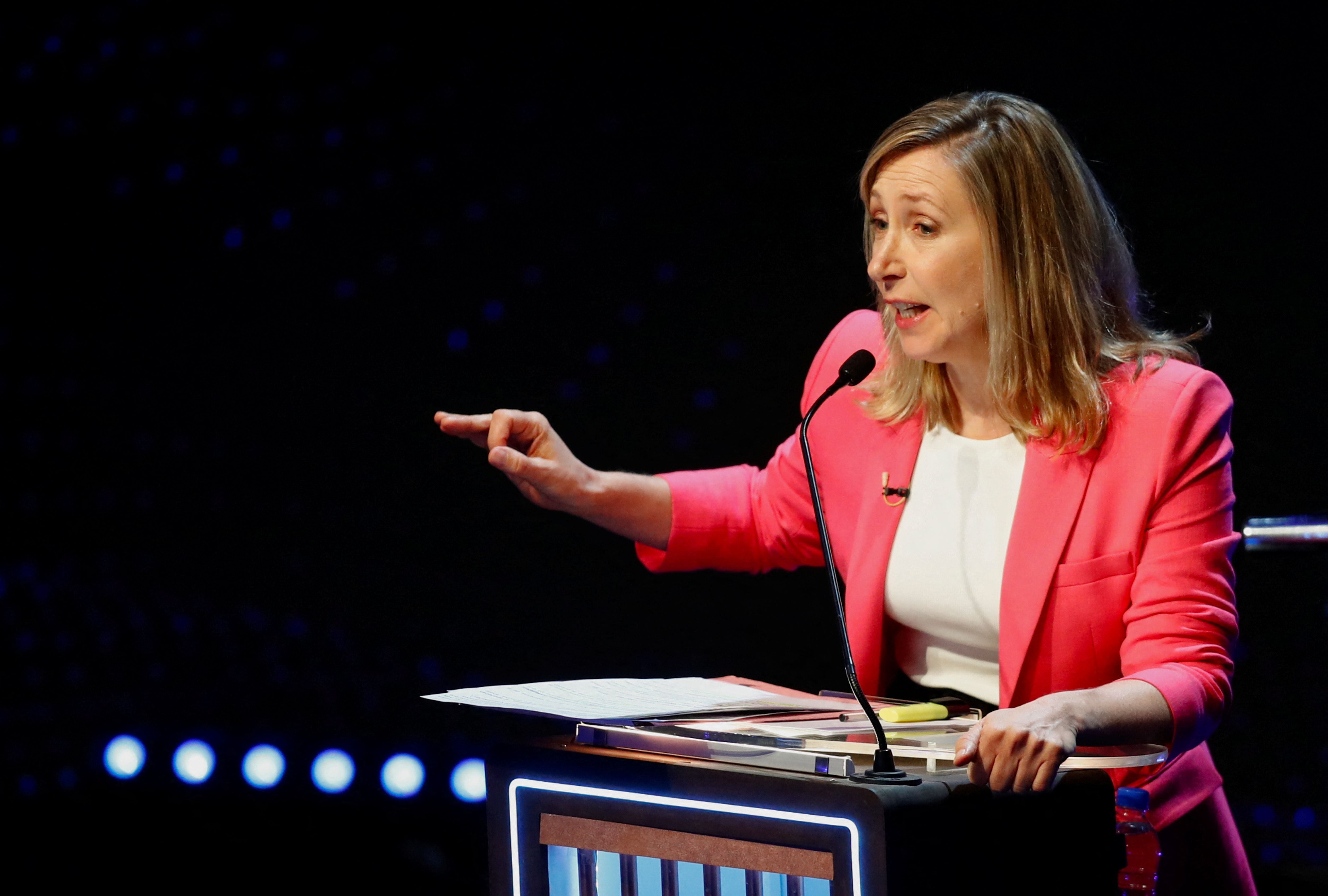 Myriam Bregman, la candidata a presidenta del Frente de Izquierda, generó malestar en la comunidad judía por su postura frente a los ataques del grupo Hamas en Israel (REUTERS)