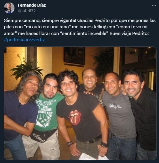 El conductor de 'Arriba mi gente' publicó una fotografía con Pedro Suárez Vértiz y le dio gracias por sus canciones y el legado que deja a todas las generaciones