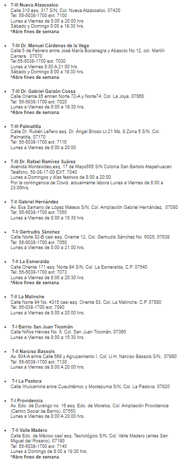 Clínicas donde aplicarse el refuerzo contra COVID-19 e Influenza en la Gustavo A. Madero (Captura de Pantalla)