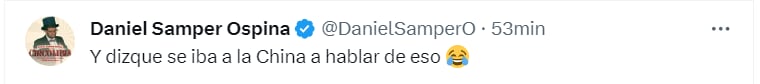 El periodista Daniel Samper Ospina, conocido por su estilo sarcástico y humorístico en las redes sociales, no pudo evitar comentar sobre la situación - crédito @DanielSamperO/X