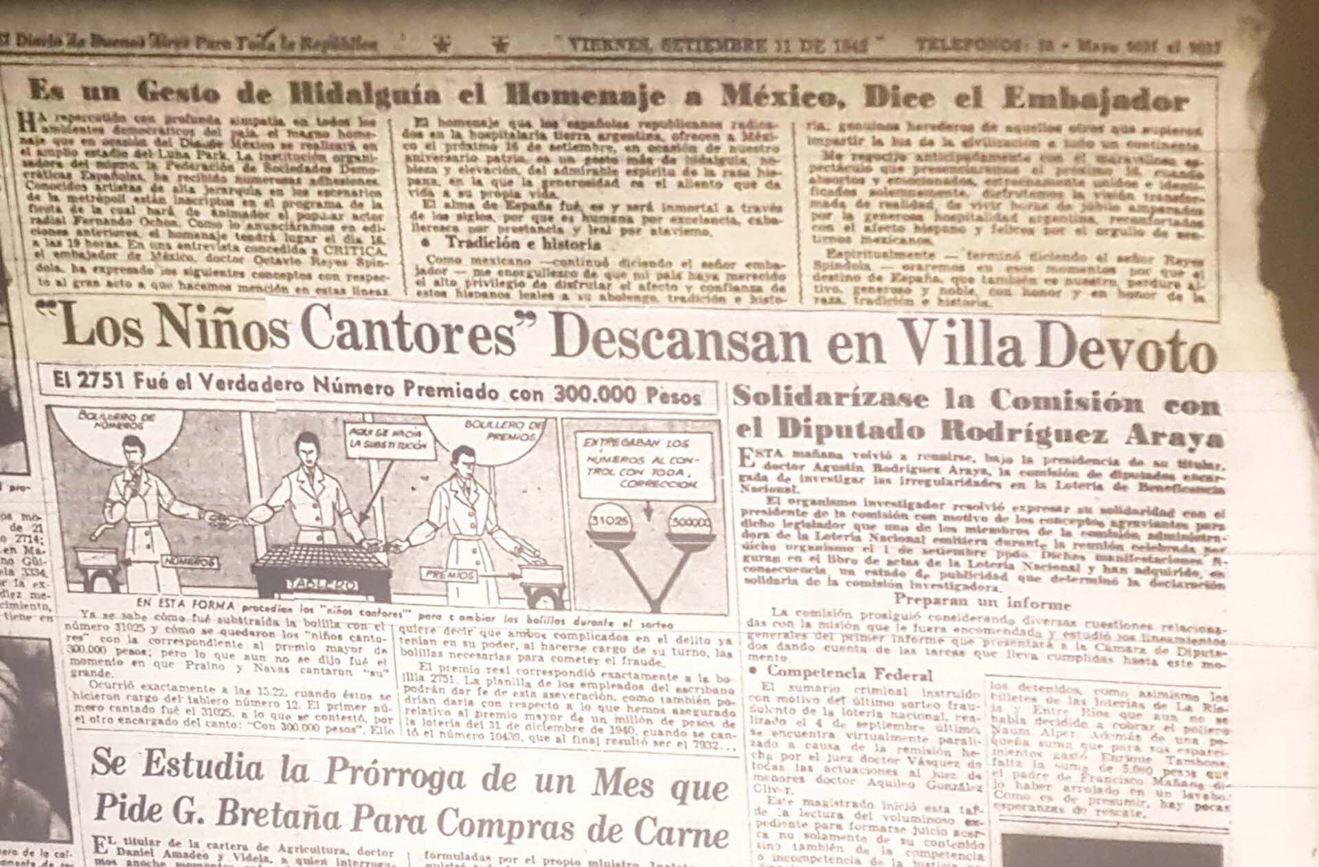 La noticias sobre los niños cantores.