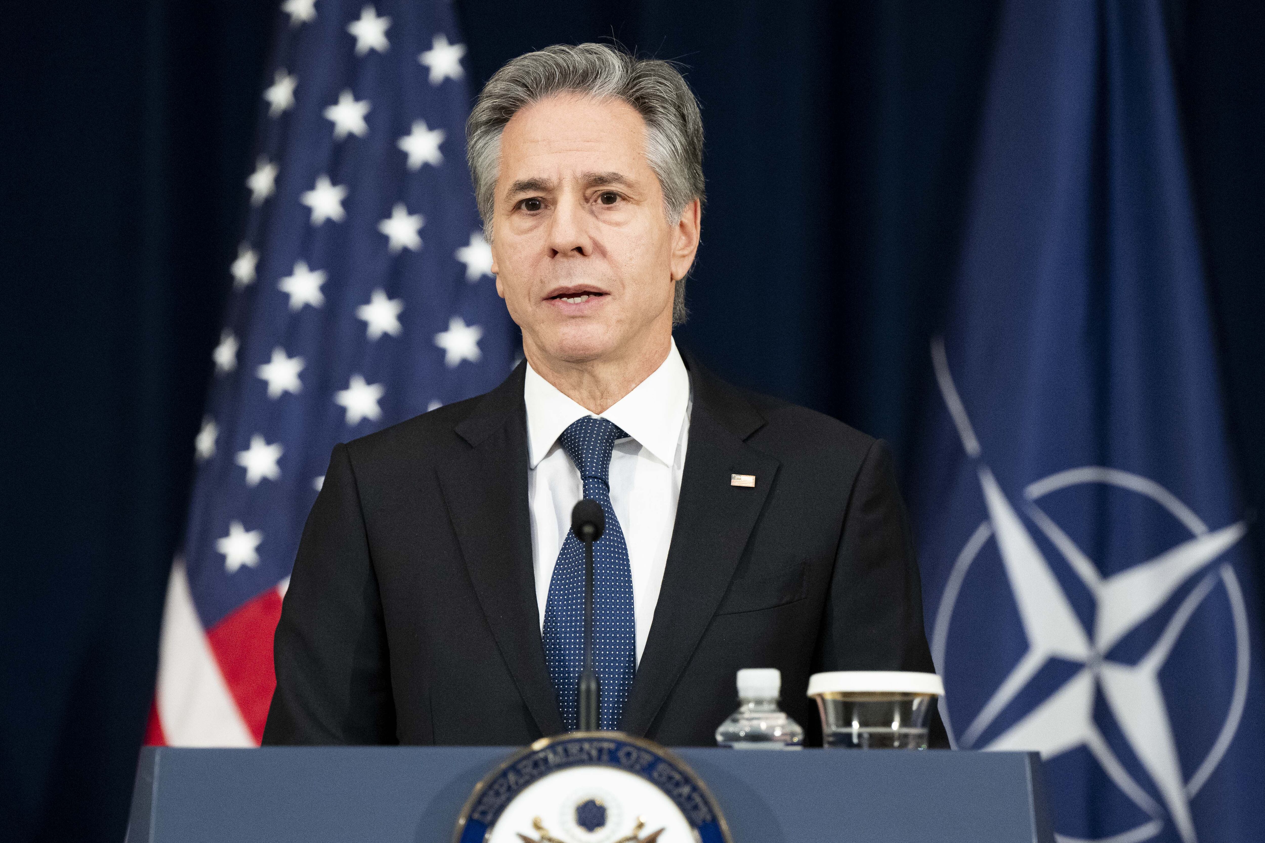 29/01/2024 January 29, 2024, Washington, District Of Columbia, USA: U.S. Secretary of State ANTONY BLINKEN speaking at a NATO / U.S. press conference at the U.S. State Department in Washington, DC. POLITICA Europa Press/Contacto/Michael Brochstein 