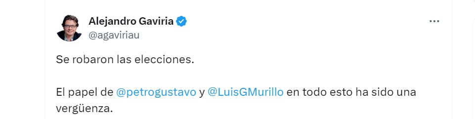 Alejandro Gaviria señala a Petro tras elecciones en Venezuela - crédito @agaviriau/X