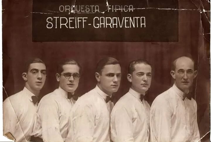 La orquesta Streiff Garaventa. Juan Raimundo es el primero de la derecha (Gentileza Ricardo Streiff)