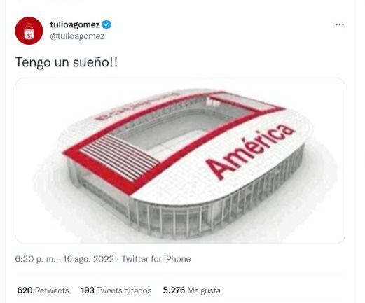 Tulio Gómez sueña con estadio propio para el América