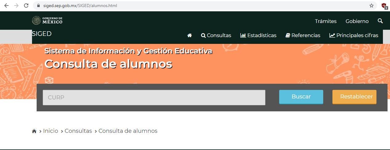 Se deberá ingresar al sitio web del SIGED e ingresar la CURP del alumno o alumna (Foto: SEP)