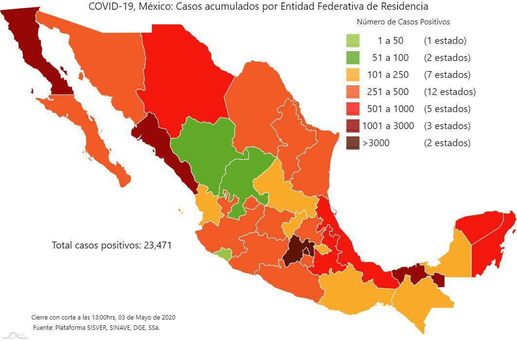 Sinaloa es la cuarta entidad con más muertes (170) en México por el coronavirus (Foto: Secretaría de Salud)
