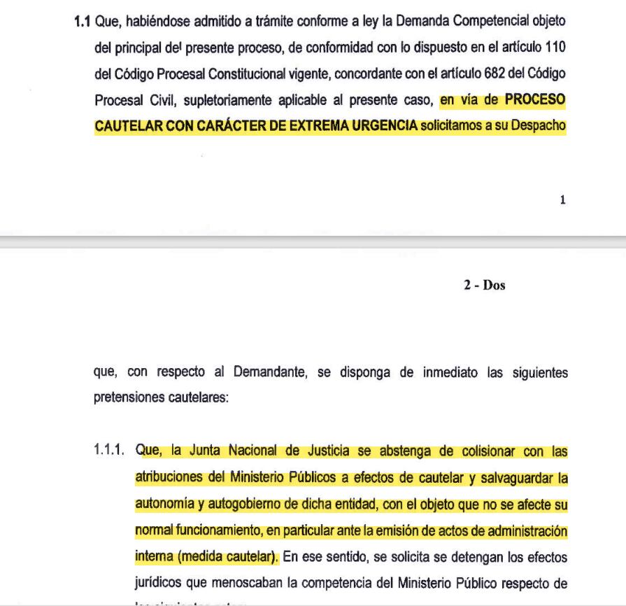 Fiscal de la Nación pide medida cautelar con "extrema urgencia"