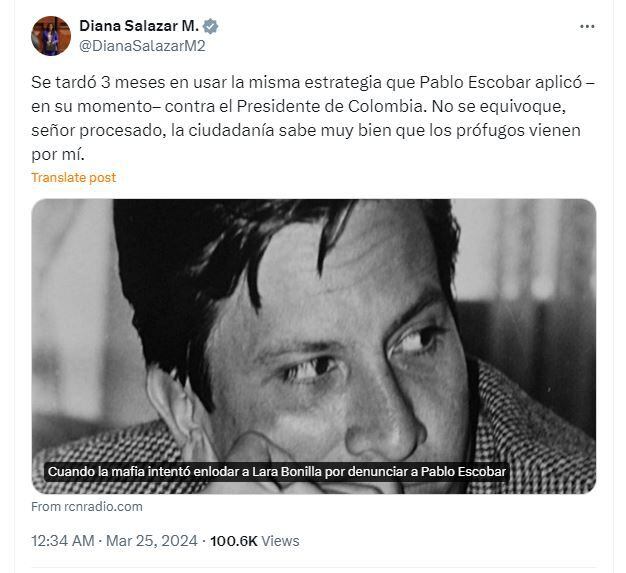 Mensaje de la Fiscal General de Ecuador, Diana Salazar, sobre los cuestionamientos de un ex asambleísta prófugo de la justicia (Twitter)