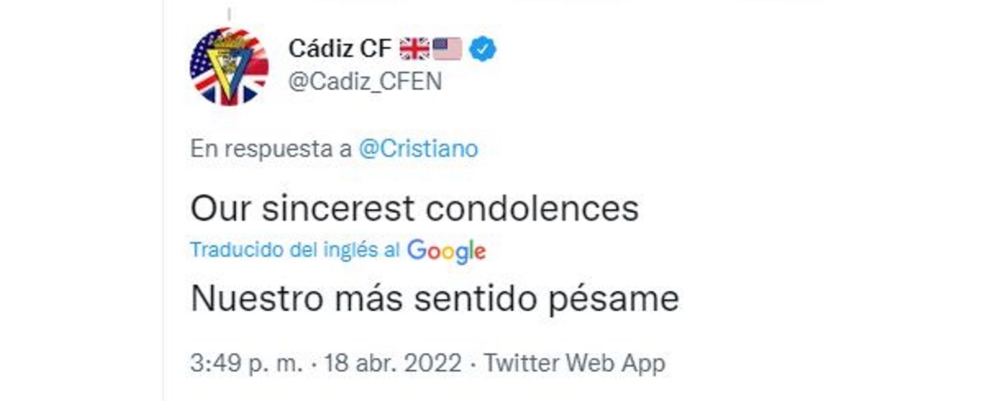 El mensaje del club Cadiz de España