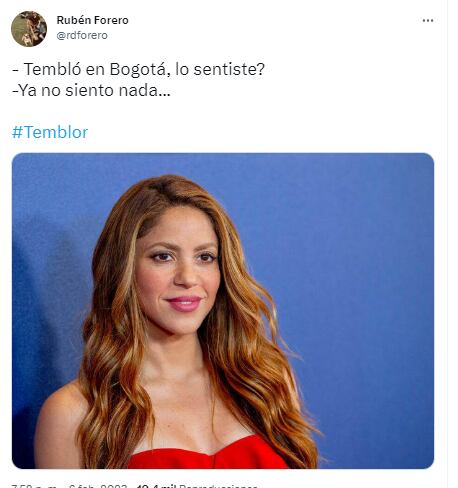 Ni Shakira se salvó para ser ejemplo de las reacciones de los tuiteros, de los instantes del sismo.  Cortesía: @rdforero.