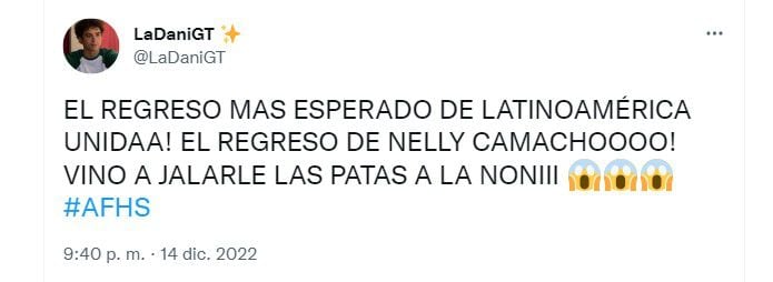 Usuarios especulan el regreso de Doña Nelly a AFHS. (Twitter)