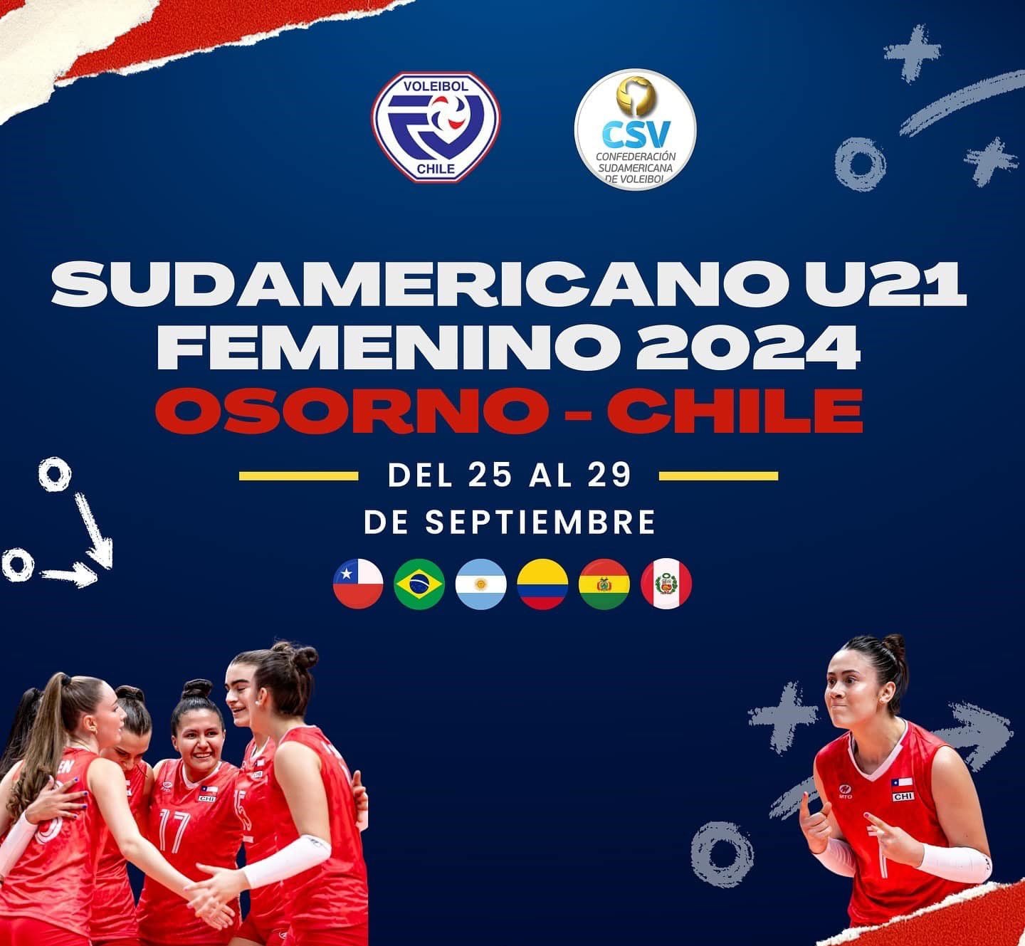 Sudamericano Sub 21 de vóley se disputará del 25 al 29 de septiembre. Crédito: Fevochi