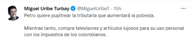 Miguel Uribe arremete contra Petro.