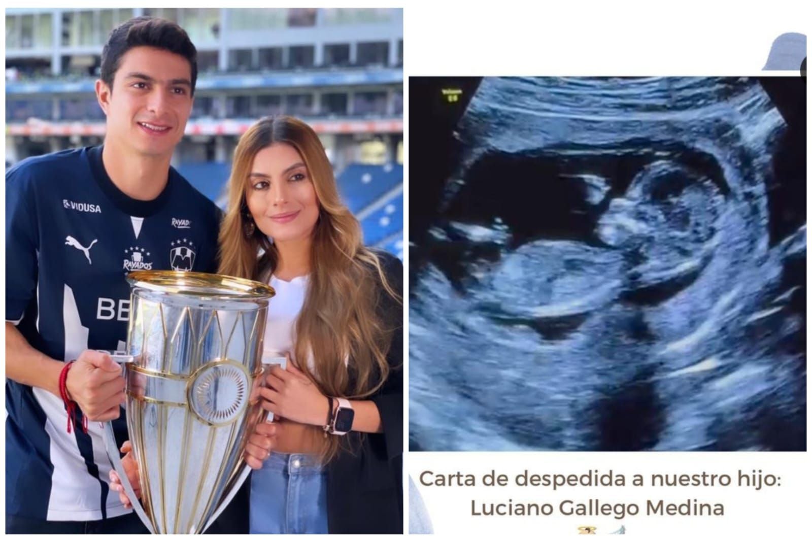 A la derecha se encuentran el jugador de fútbol, Stefan Medina y su hermana Stefan Medina. A la izquierda se encuentra la ecografía del hijo de Katherine Medina- crédito Instagram @Kathemedinaramirez