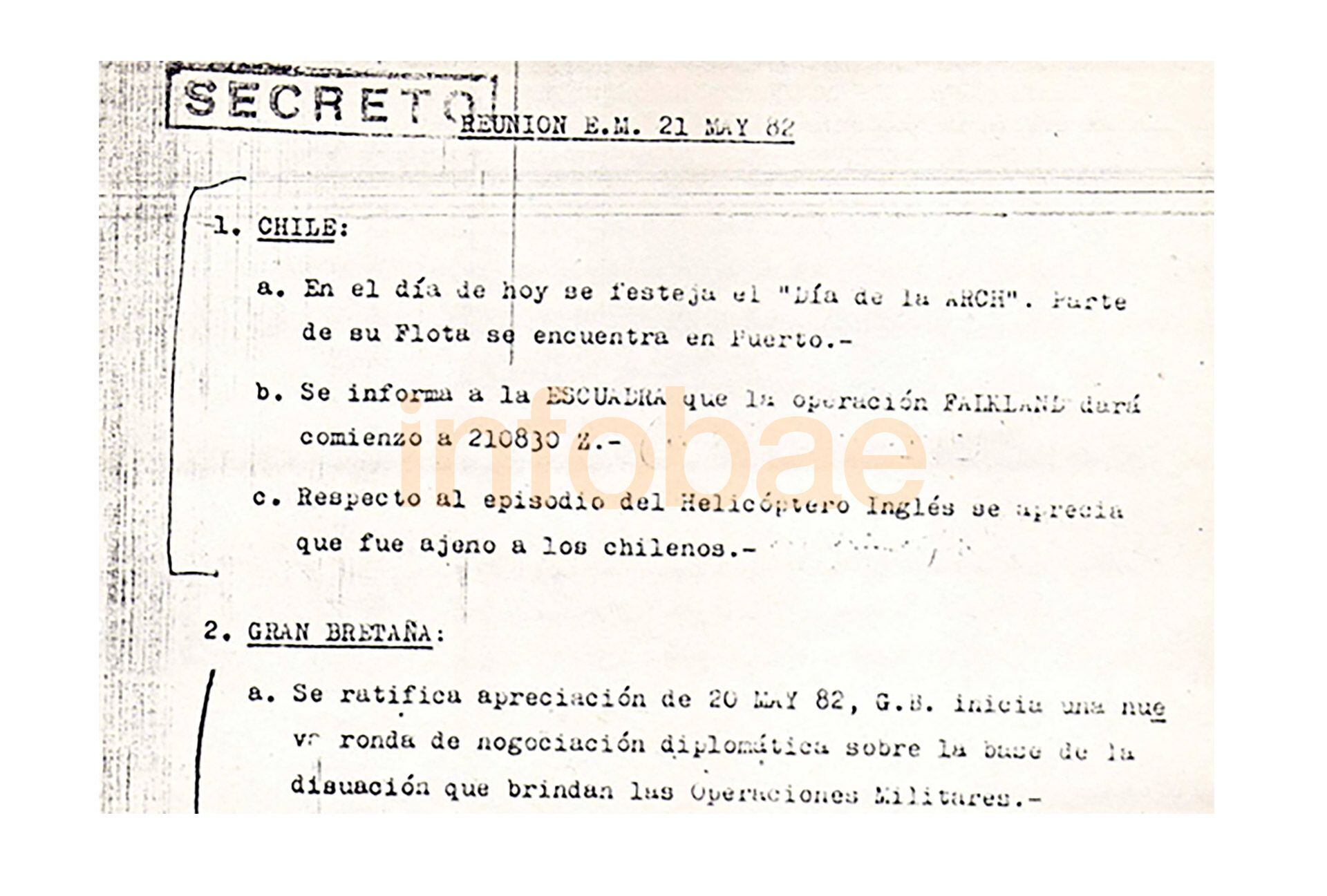 Malvinas- Desembarco ingles 21 de mayo- Documentos secretos