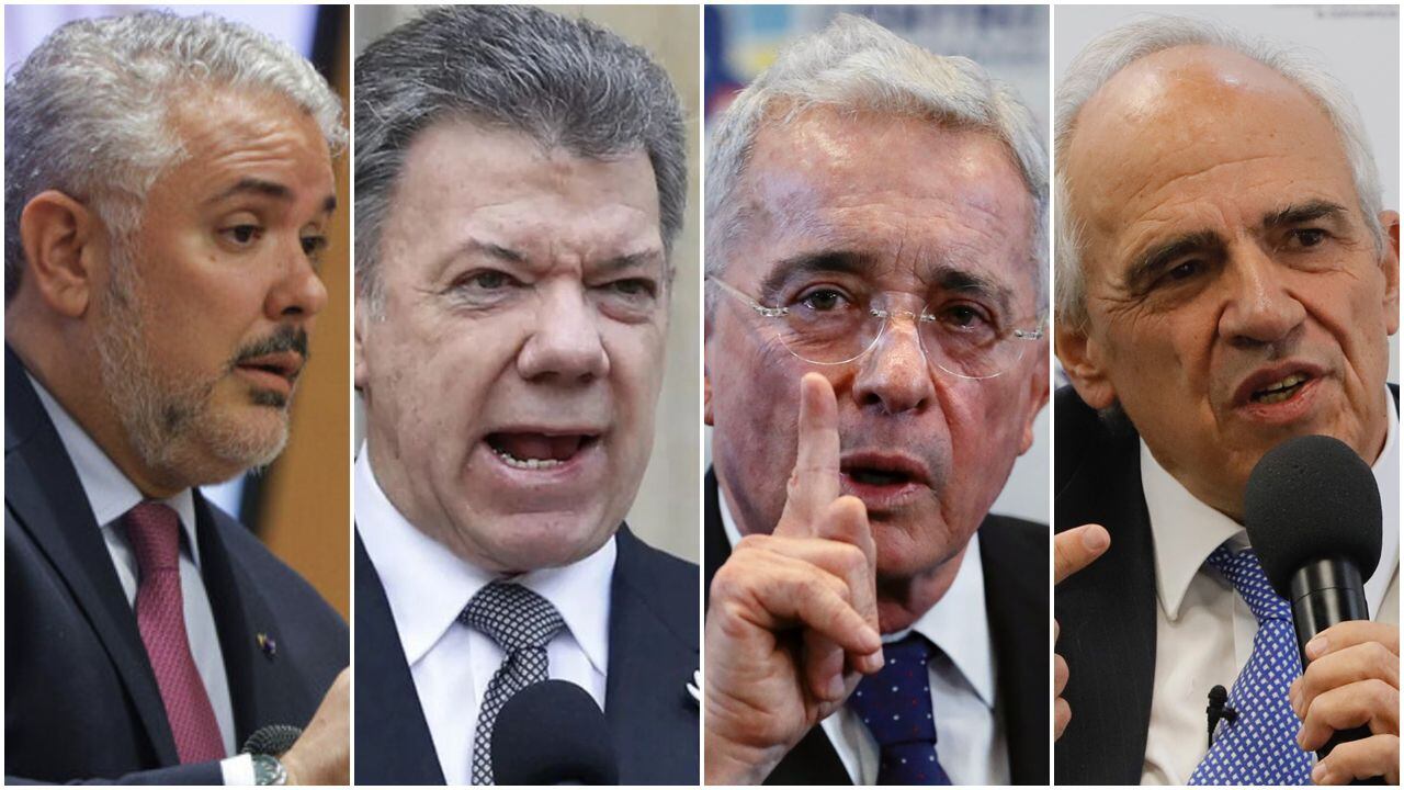 Iván Duque, Juan Manuel Santos, Álvaro Uribe y Ernesto Samper