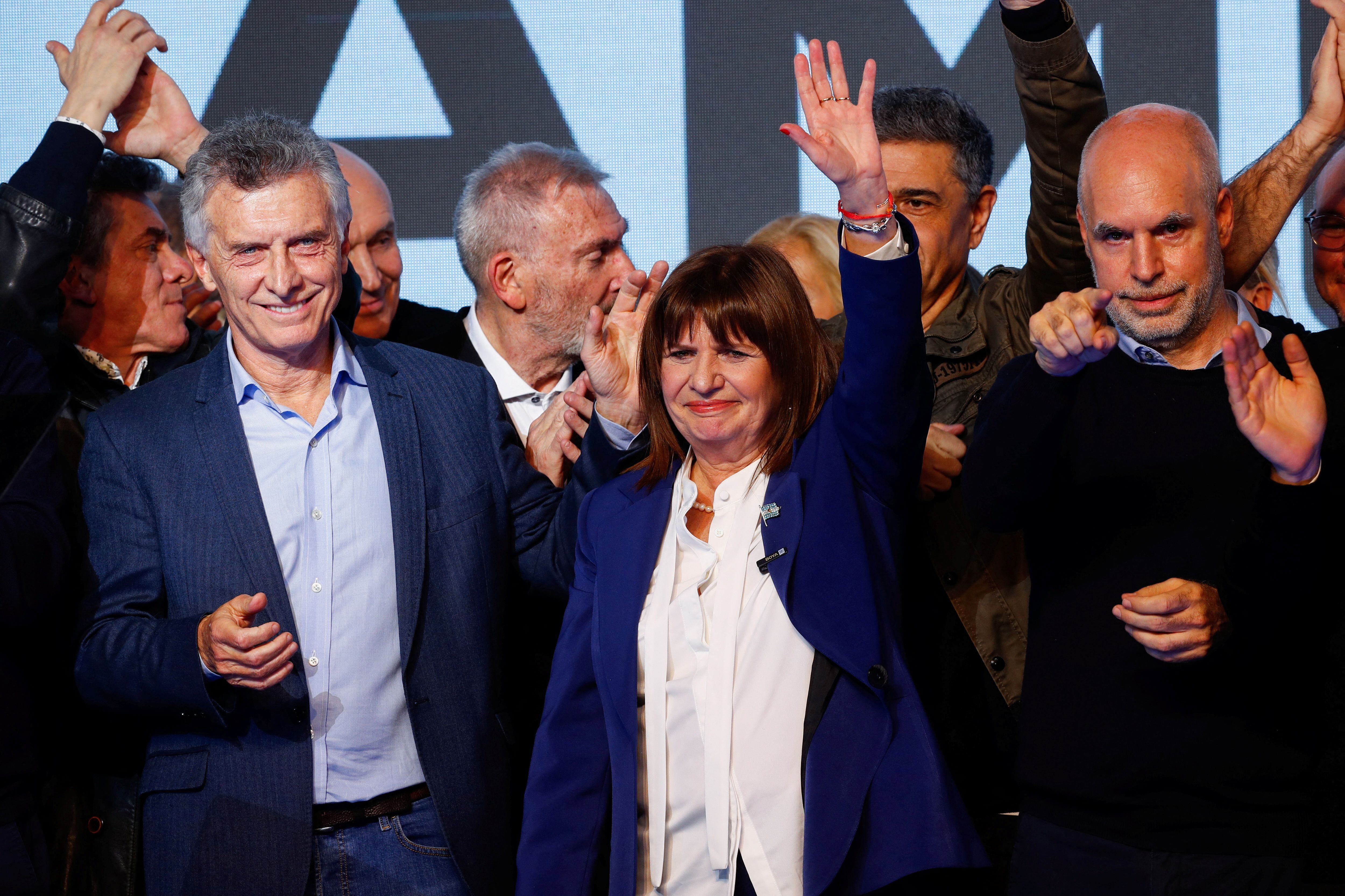 Mauricio Macri, Patricia Bullrich y Horacio Rodríguez Larreta, tres figuras de un Juntos por el Cambio en etapa de reformulación (Foto Reuters)
