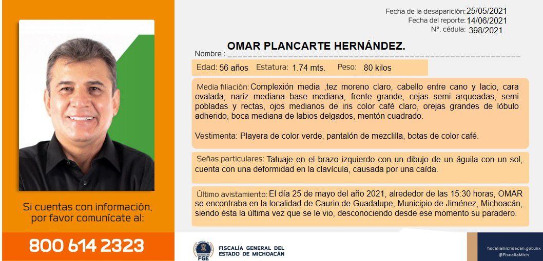 OMAR PLANCARTE HERNÁNDEZ (Foto: Twitter@FiscaliaMich)