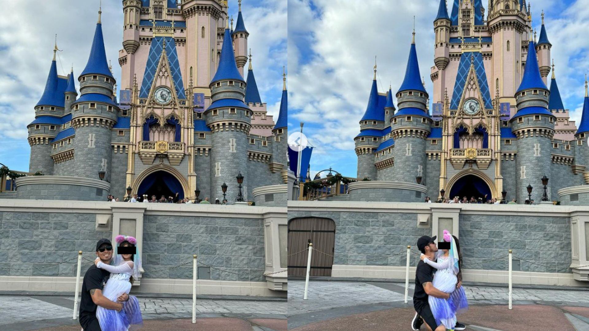 Rodrigo Cuba posó junto a su hija frente al castillo de Disney. IG Rodrigo Cuba