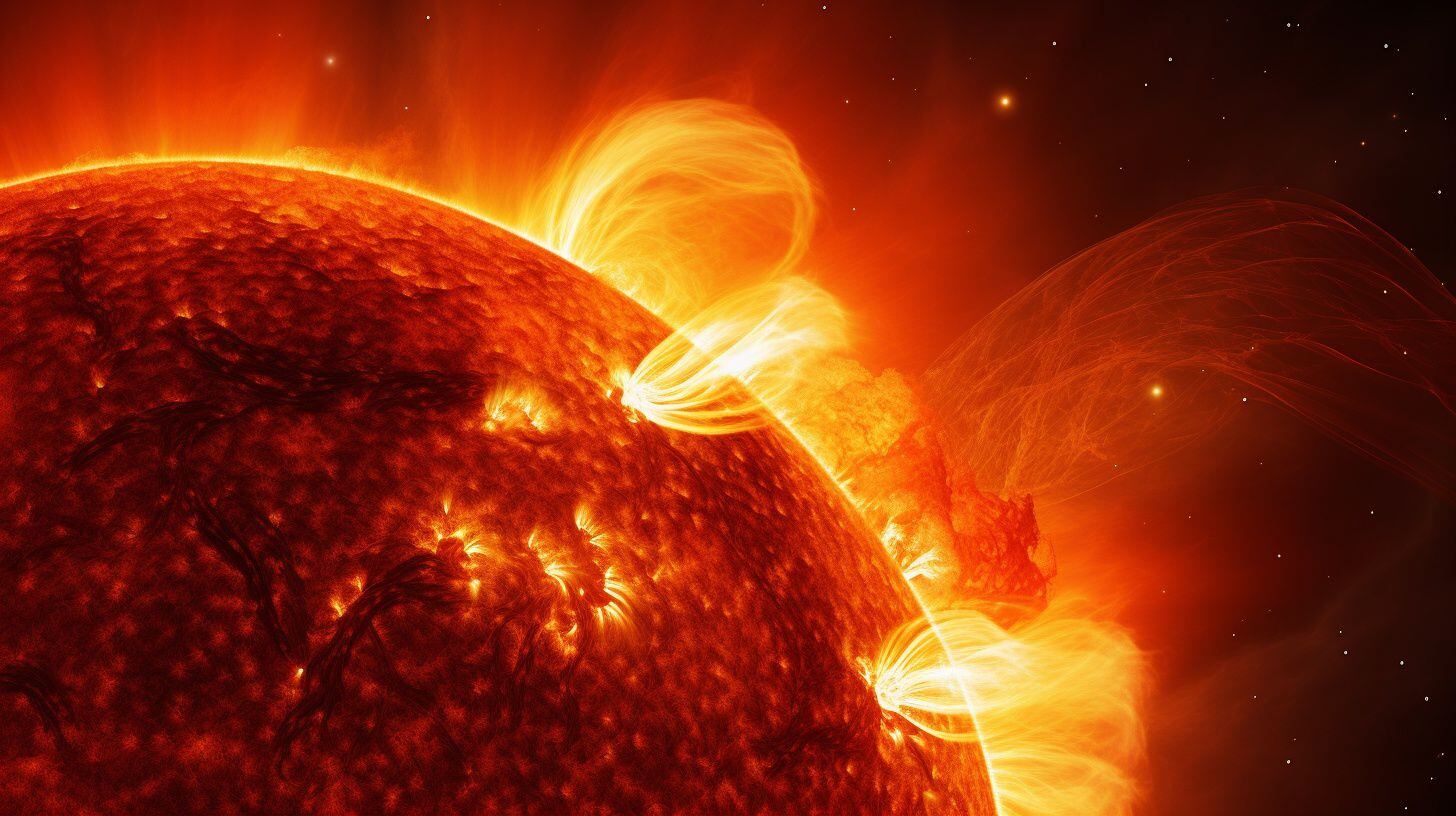 Astro radiante y explosiones solares: fenómenos astronómicos fascinantes. Observa la energía solar en su máxima expresión. Cielo estelar brillante. - (Imagen Ilustrativa Infobae)