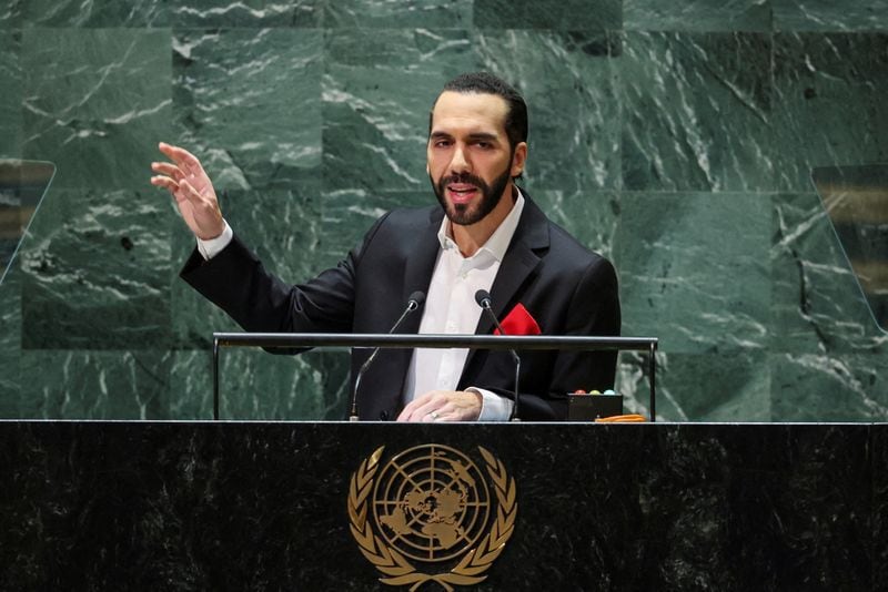 Imagen de archivo. El presidente de El Salvador, Nayib Bukele, se dirige al 78º período de sesiones de la Asamblea General de las Naciones Unidas en Nueva York. 19 de septiembre de 2023. REUTERS/Eduardo Muñoz