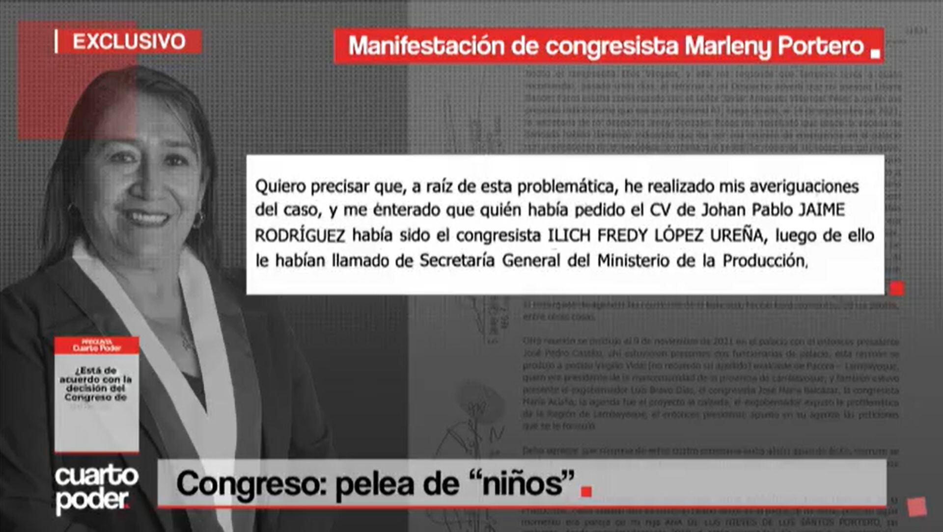 Declaración de Marleny Portero ante la Fiscalía