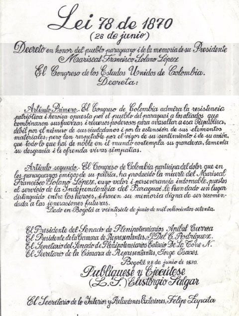 Lei da Simpatia na Colômbia 1870