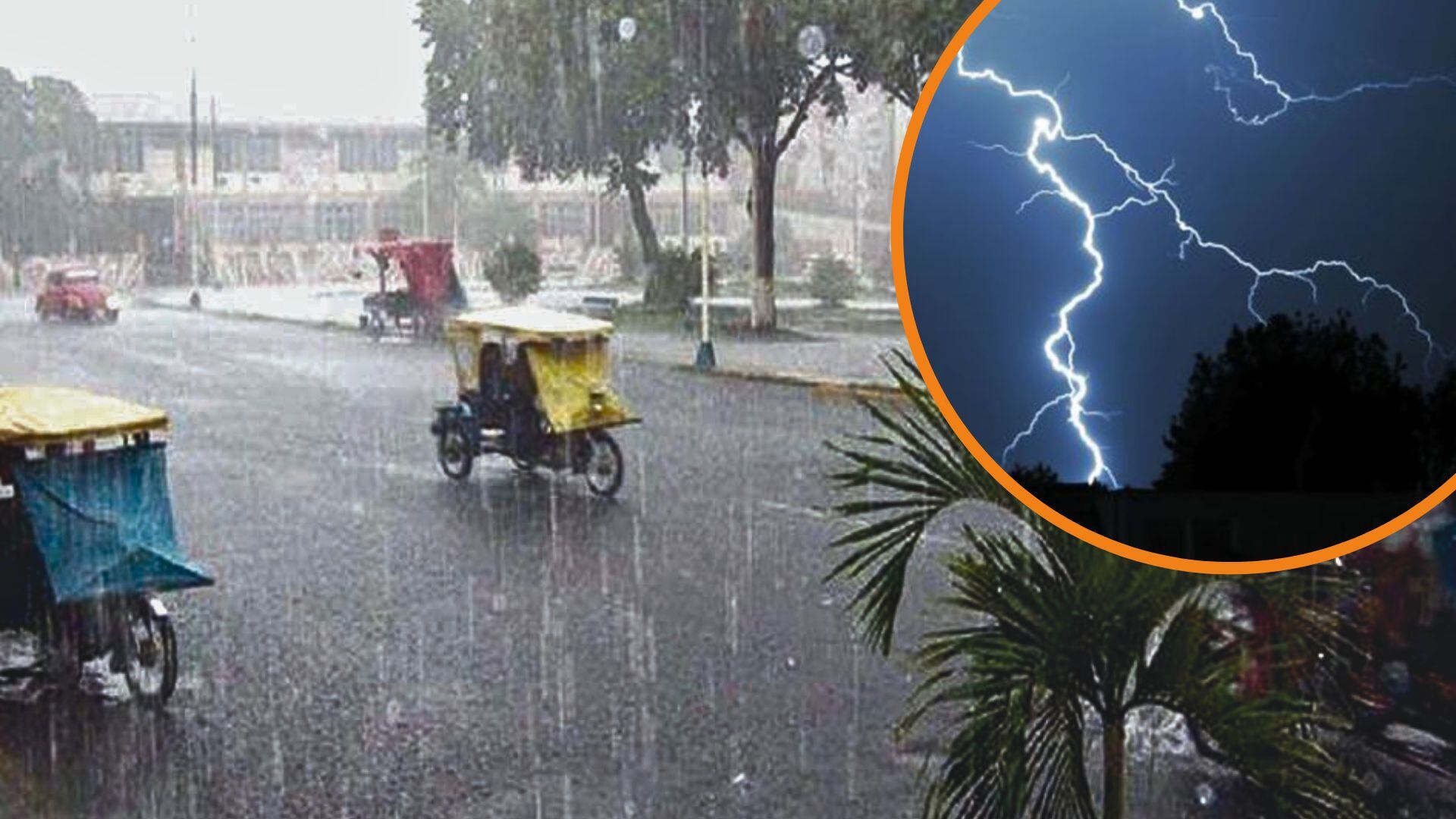 Aviso del Senamhi advierte fuerte precipitación de lluvias con descargas eléctricas para la selva central | Foto composición: