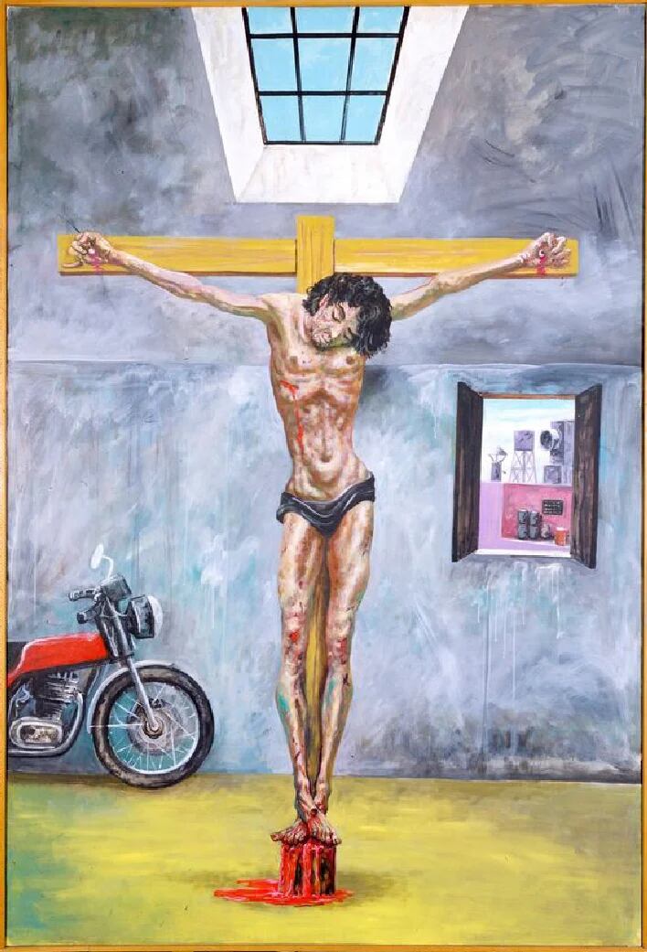 Cristo en el garage, de Antonio Berni,1981