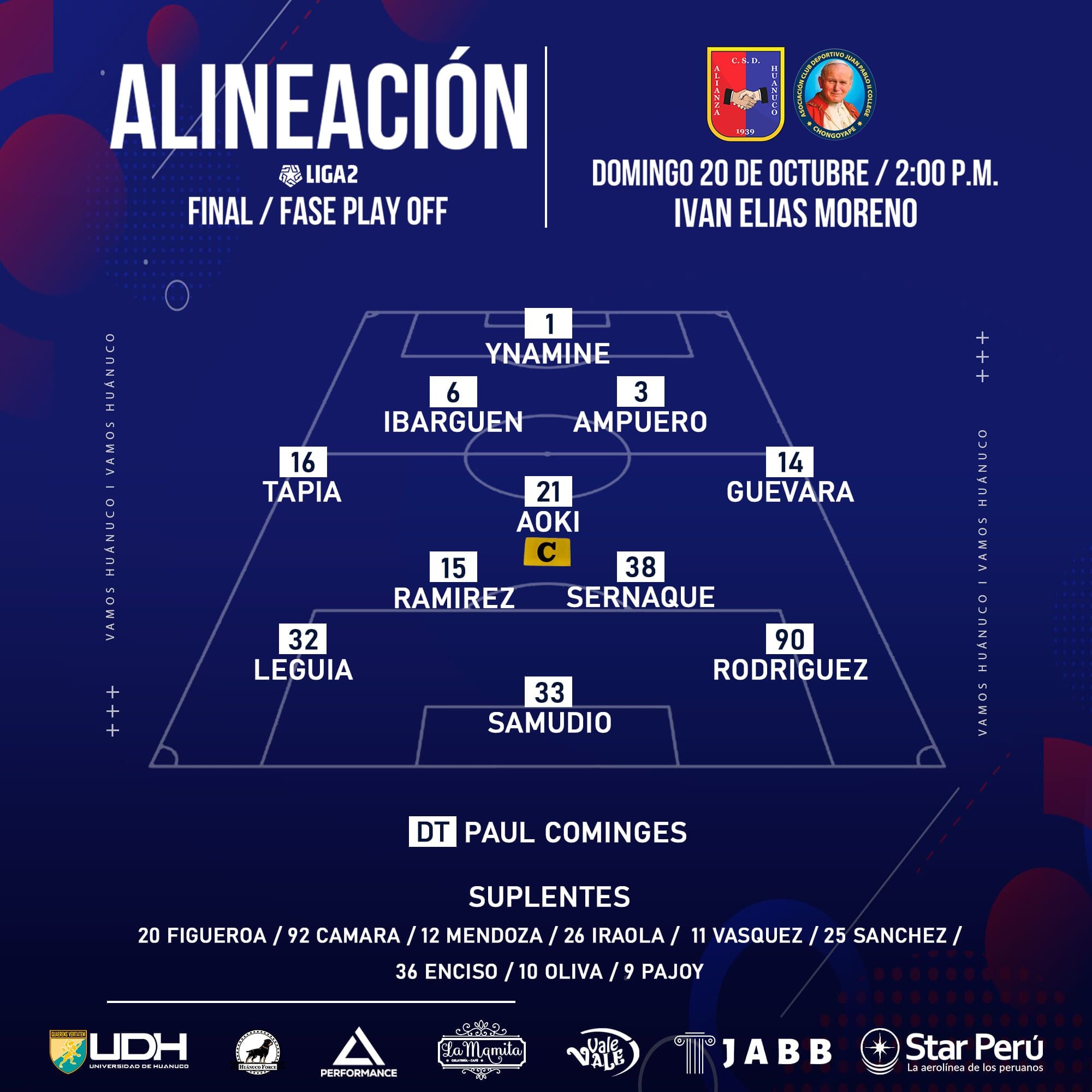 Alineación confirmada de Alianza Universidad de Huánuco