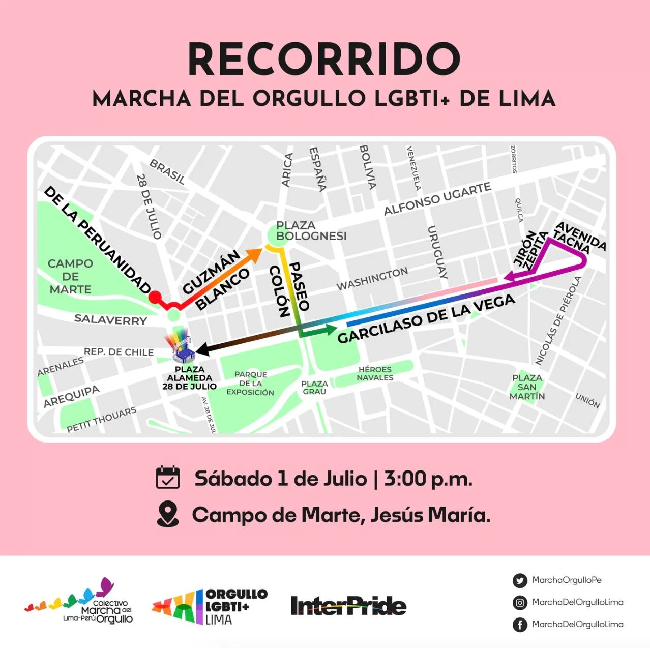 Organizadores de la Marcha del Orgullo 2023 difundieron la ruta que se seguirá este primero de julio.