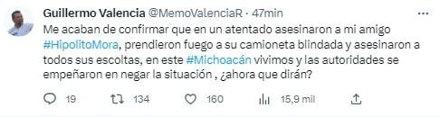 El presidente del PRI en Michoacán confirmó la noticia (Twitter/@MemoValenciaR)