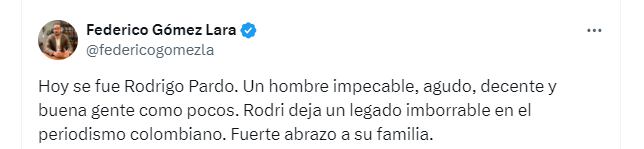 El director de Cambio aseguró que Pardo dejó un legado importante en el periodismo - crédito Redes sociales/X