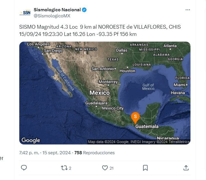 Sismo en Chiapas (X/ @SismologicoMX)