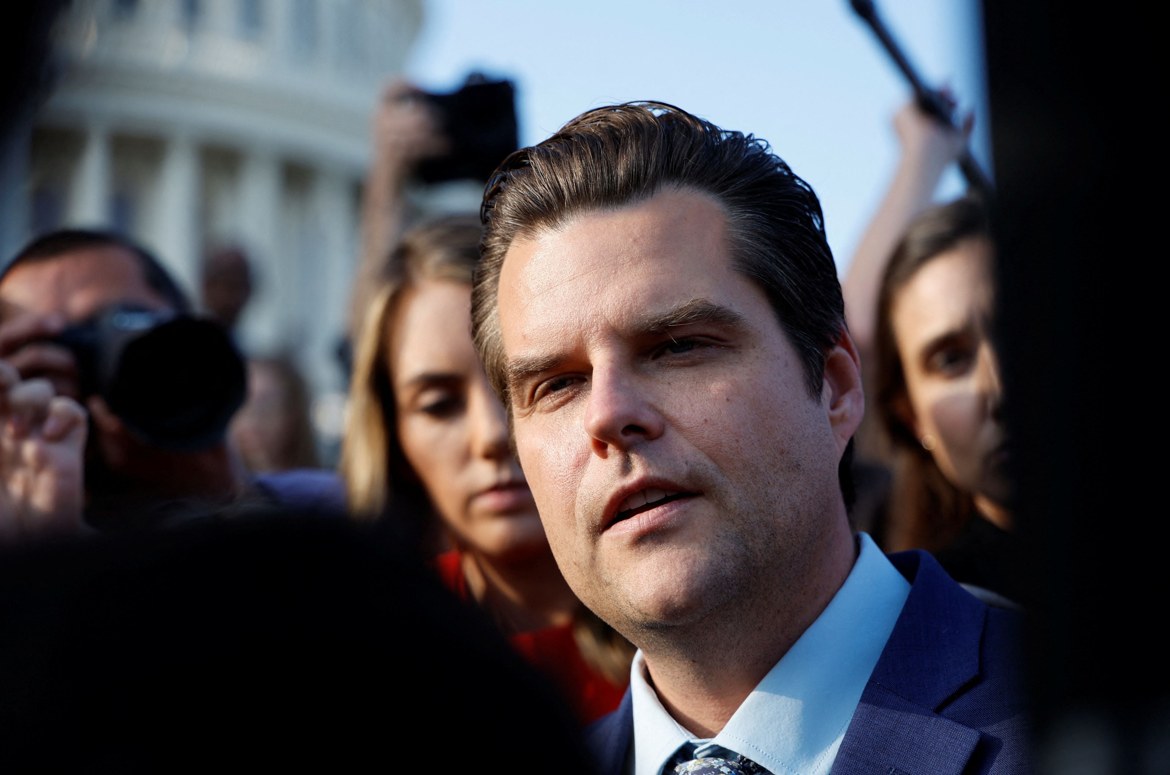 Aunque Trump no especificó quiénes le han pedido aceptar el puesto, el representante por Florida Matt Gaetz ya propuso su nombre en enero antes de elegir a Kevin McCarthy. (REUTERS/Jonathan Ernst)