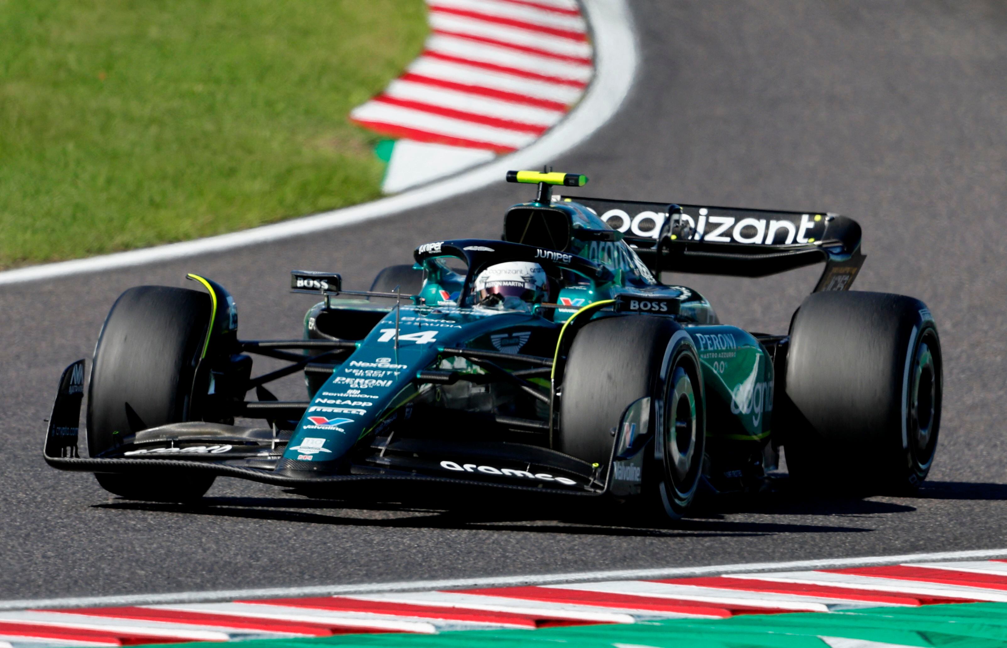 Fernando Alonso durante el GP de Japón 2023 (REUTERS).