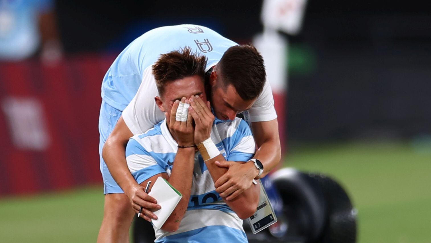 Marcos Moneta de Argentina reacciona después del partido.