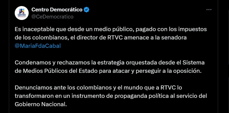 El partido rechazó lo que consideró como una estrategia para atacar a la oposición - crédito @CeDemocratico/X