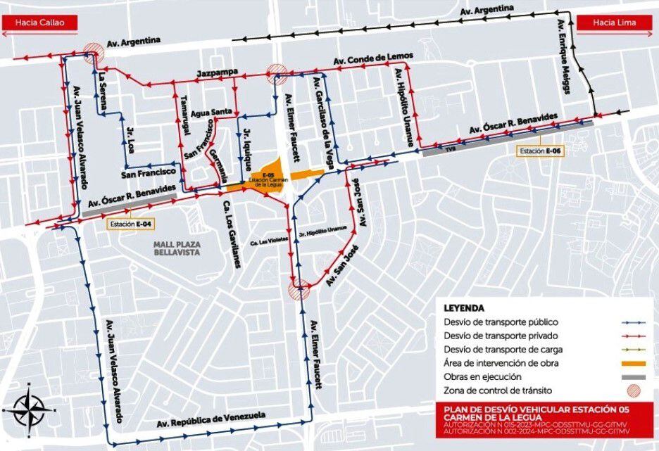 Rutas alternas Línea 2 del Metro de Lima