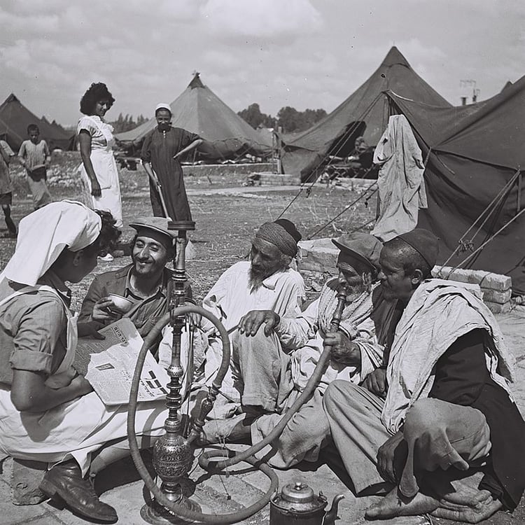 Judíos de Yemen en un campamento para inmigrantes