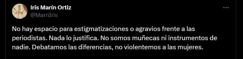 Respuesta de Iris Marín Ortiz a declaraciones del presidente Gustavo Petro - crédito @MarnIris/X