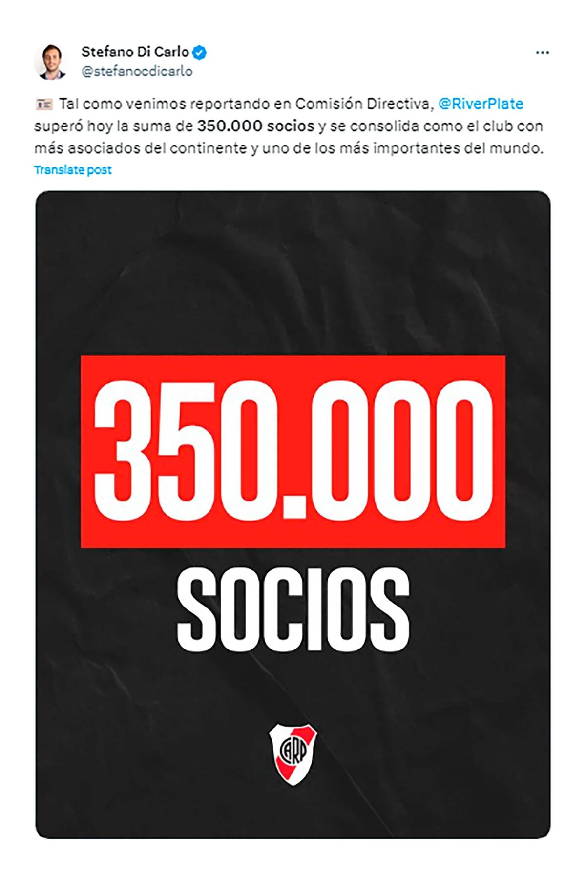 River Plate bate número de 350 mil sócios e só fica atrás de 1 clube no  mundo - ESPN