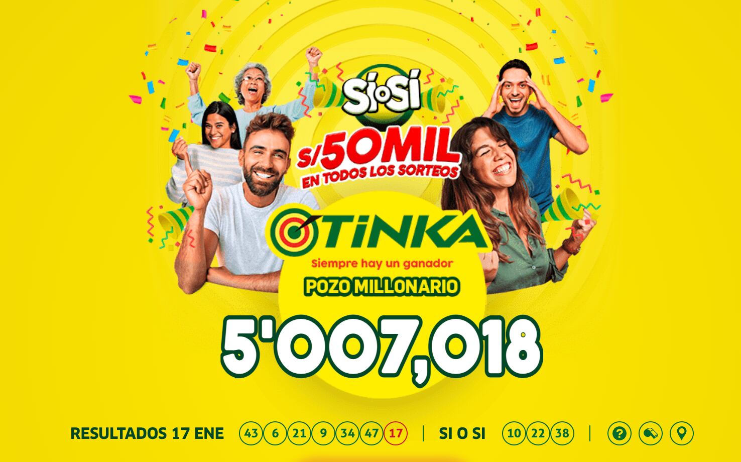 La Tinka realizó el sorteo del miércoles 17 de enero de 2024.