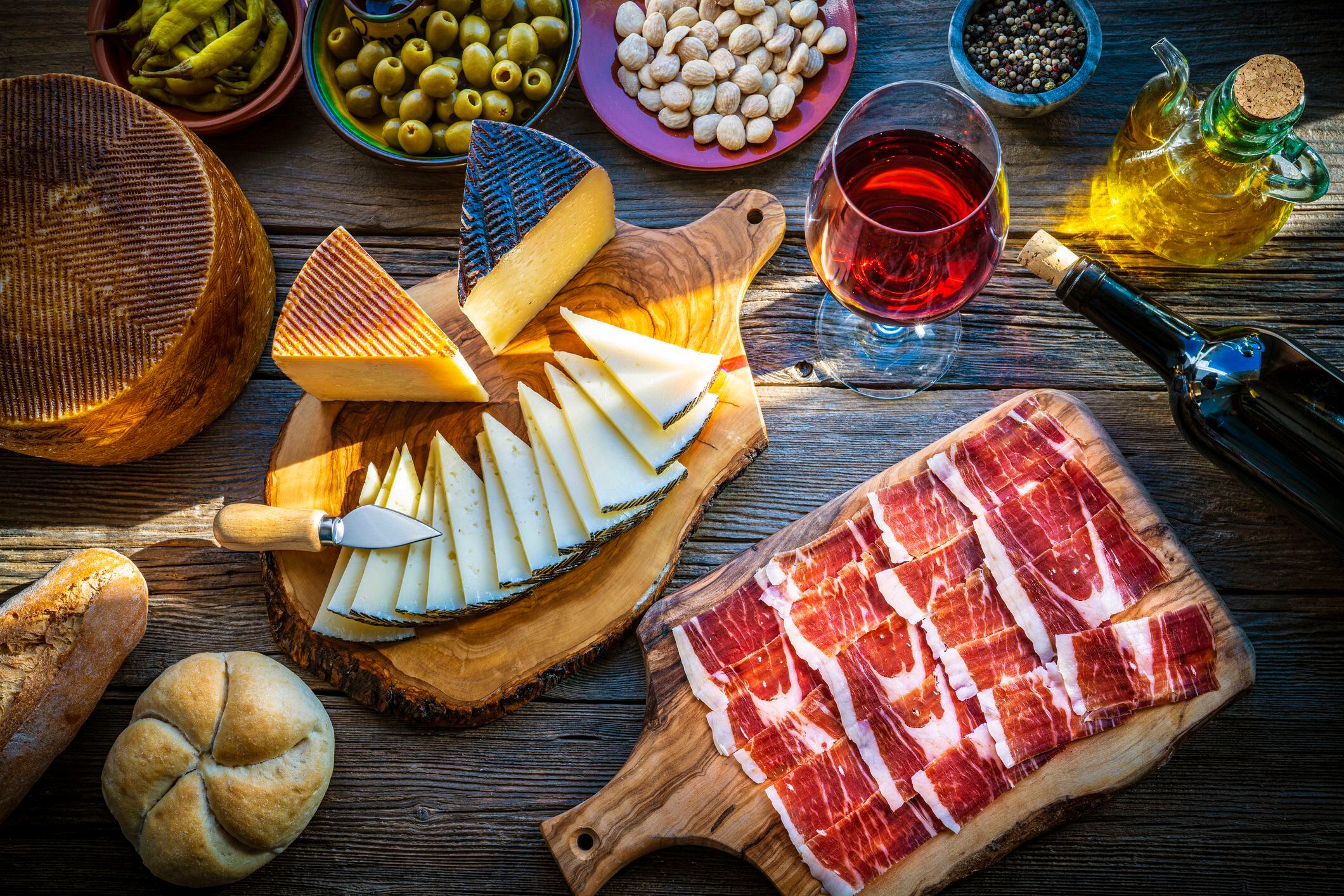 Jamón, queso y vino españoles