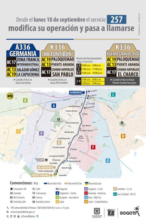 La ruta ampliará su recorrido para beneficiar la localidad de Fontibón. -crédito @TransMilenio /X