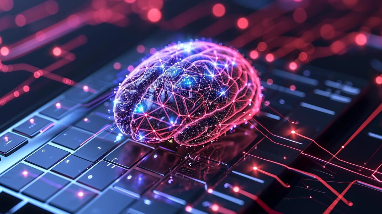 Ilustración de un cerebro humano conectado a una computadora mediante estructuras que imitan las conexiones neuronales, simbolizando la unión de la inteligencia humana con la inteligencia artificial. La imagen refleja la integración de la ciencia neurotecnológica y la computación, mostrando el potencial de los enlaces neuronales para revolucionar la interacción entre el cerebro humano y las máquinas, abriendo nuevas posibilidades en el campo de la informática y la tecnología avanzada. (Imagen ilustrativa Infobae)